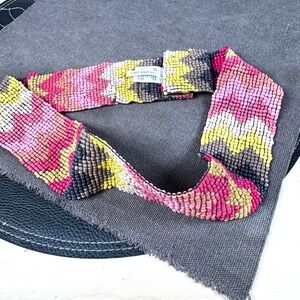 Southwestern Seed Bead Belt Live Love Loft Geometric Pink Multicolor 25-34" Snap